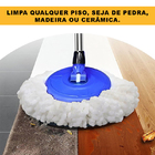 Balde Mop Giratório Esfregão C/ Alça Cesto Inox Limpeza Azul