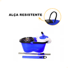 Balde Mop Giratório Esfregão C/ Alça Cesto Inox Limpeza Azul