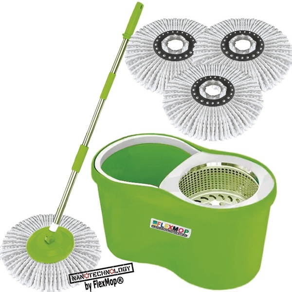 Balde Mop Inox Promo Refil Nano P/01ano(1+2=3un)marca Flexmop