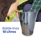 Balde Ordenha Tirar Leite 10 Litros Aço Inox Graduado Durável