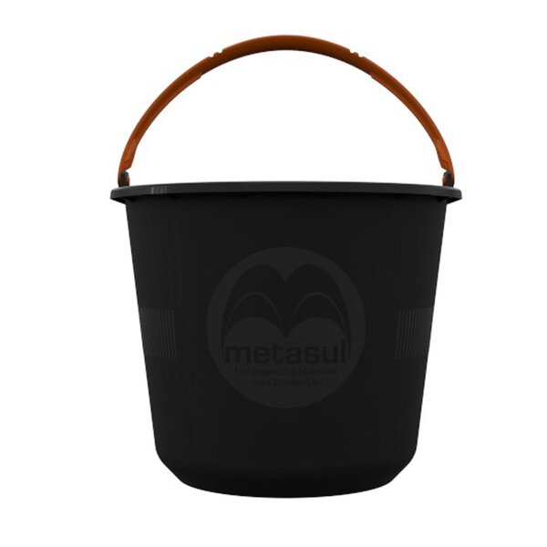 Balde Plástico Para Obra Metasul Preto 12 Litros