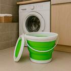 Balde Retrátil Silicone Dobrável 10l Limpeza Prática - Verde