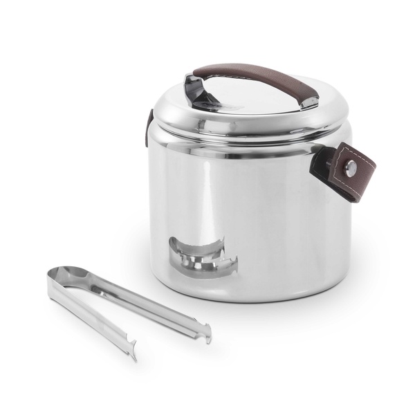 Balde Térmico Para Gelo Firenze Com Alça Em Couro E Pinça 1l