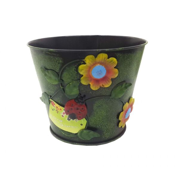 Balde Vaso Enfeite Ferro Jardim Quintal Decoração Flor Joanin