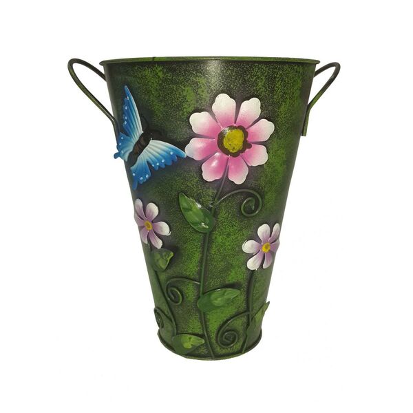Balde Vaso Metal Enfeite Com Alça Jardim Quintal Varanda Flor