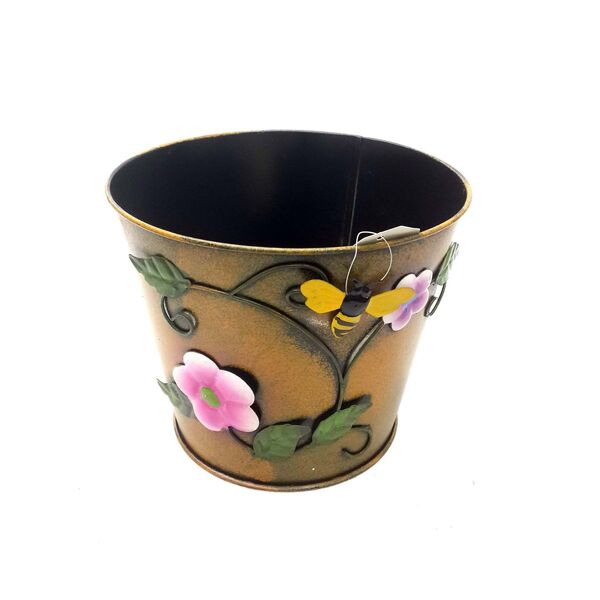 Balde Vaso Metal Enfeite Jardim Quintal Varanda Flor Abelha L