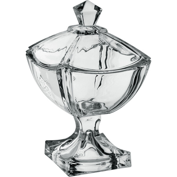 Baleiro Bomboniere Potiche Quadrado Home&co Tampa Vidro 28x17