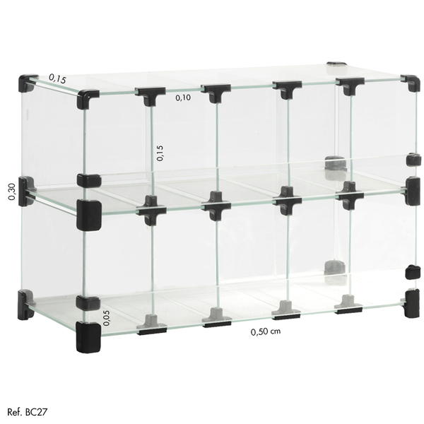 Baleiro Comercial Modulado Em Vidro - 0,50 X 0,30 X 0,15