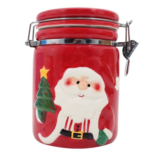 Baleiro Enfeite Natal Pote Natalino Papai Noel Cerâmica 15,5cm