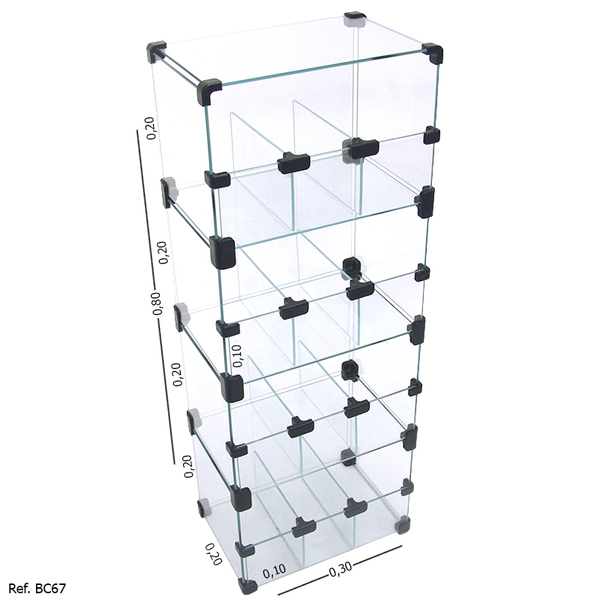 Baleiro Expositor Modulado Em Vidro - 0,30 X 0,80 X 0,20