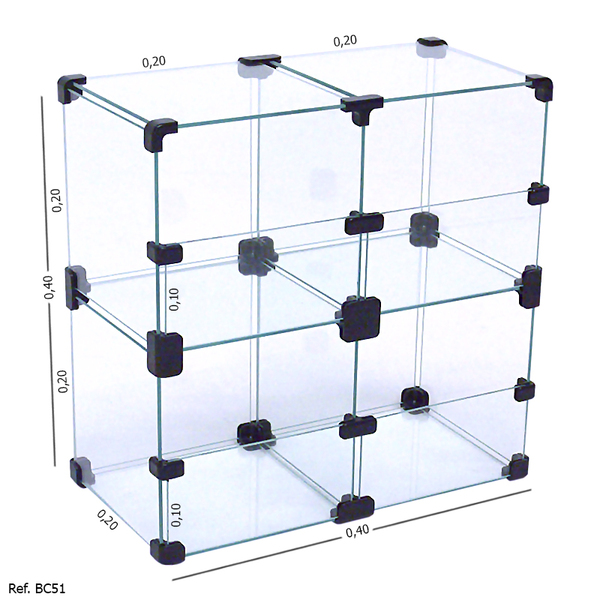 Baleiro Expositor Modulado Em Vidro - 0,40 X 0,40 X 0,20