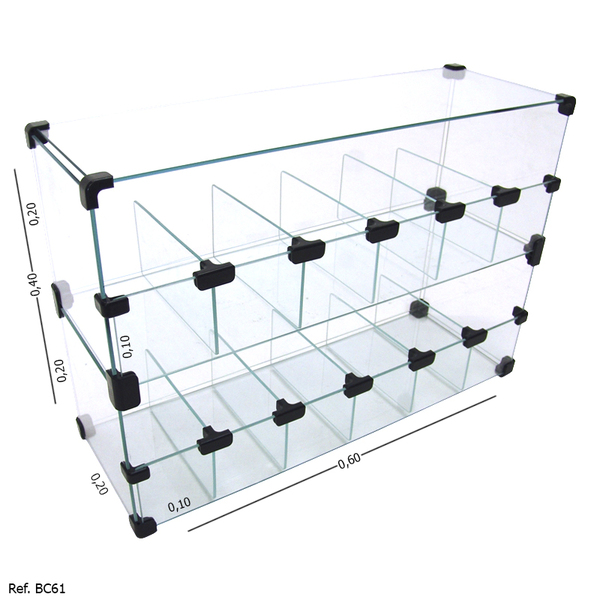 Baleiro Expositor Modulado Em Vidro - 0,60 X 0,40 X 0,20