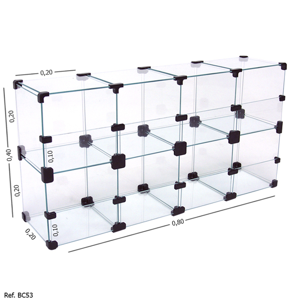 Baleiro Expositor Modulado Em Vidro - 0,80 X 0,40 X 0,20