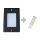 Balizador De Embutir Escada Parede Preto 4x2 Alumínio + Lâmpa