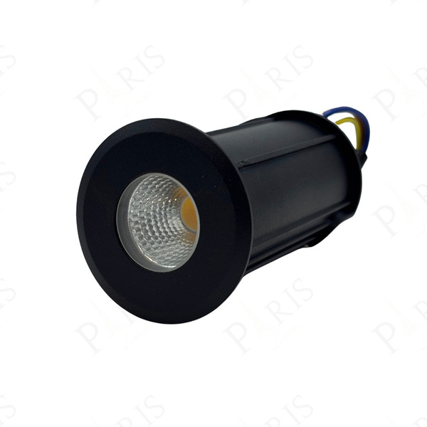 Balizador De Embutir Solo Piso Led Cob 3w 3000k Preto Redondo