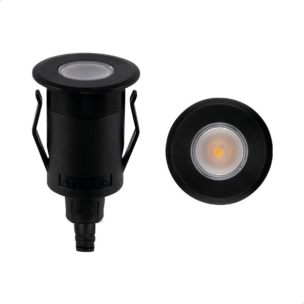 Balizador De Solo Way Up Spur Preto 1w Led Luz Quente Stella