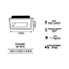 Balizador Embutir Retangular 3w 3000k 320lm Ip65 Branco-mbled