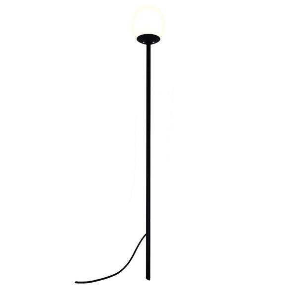 Balizador Espeto Luminária De Jardim Globo Vidro Preto 80cm