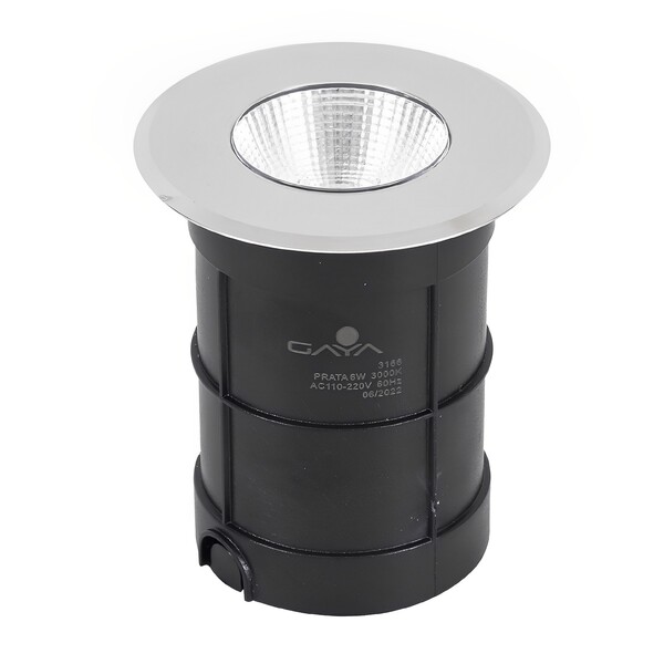 Balizador LED de Chão Cob Preto Plástico 6W Luz Amarela IP67 Bivolt Gaya