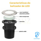 Balizador Luminária Blindado Piso Solo Led 3w Quente - Cinza