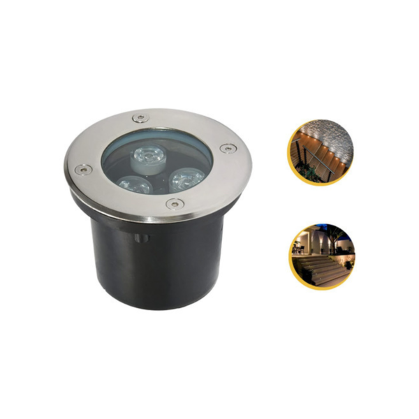 Balizador Luminária Blindado Piso Solo Led 3w Quente - Cinza