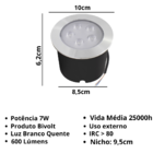 Balizador Luminária de Piso Led 7w Ip67 Bivolt Branco Quente