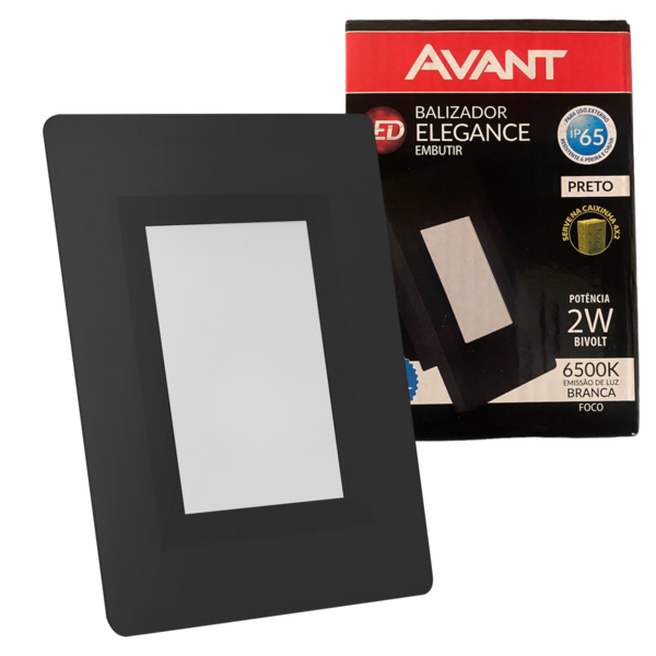 Balizador Parede Led Preto 2w Ip65 4x2 Branco Frio 6500k