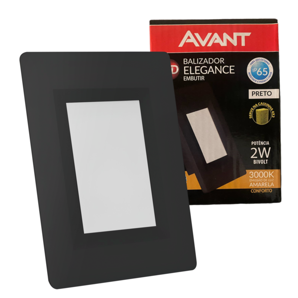 Balizador Parede Led Preto 2w Ip65 4x2 Branco Quente 3000k