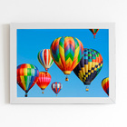 Balonismo Balão Colorido Céu Quadro Moldura Branca 60x40cm
