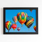 Balonismo Balão Colorido Céu Quadro Moldura Preta 60x40cm