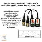 Balun Utp Passivo Conector Bnc Video Transceiver P/camera Hd-