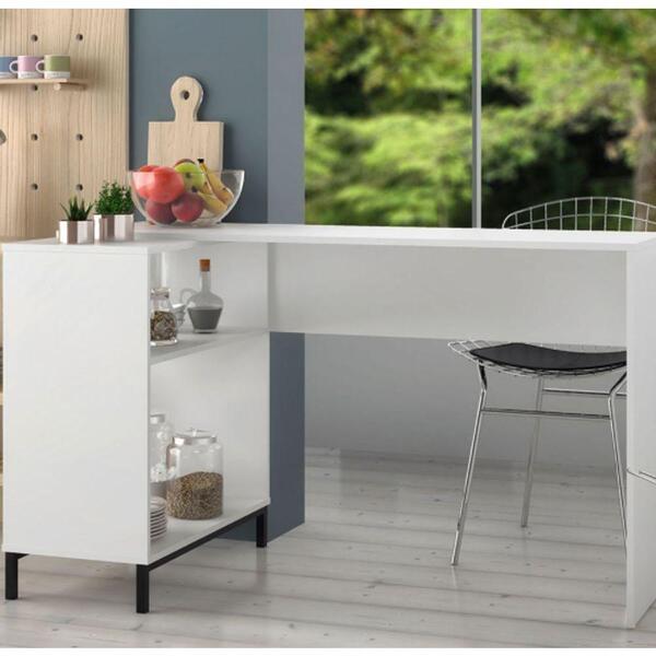 Bancada 2 Nichos Branco/pe Metalico Preto Mdp 15mm