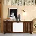 Bancada 3 Portas Ripada Mani Palisandro Branco