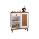 Bancada Aparador Café Livia Pintura Palha Branco Cedro