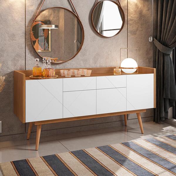 Bancada Aparador Jullian Cedro Branco 4 Portas