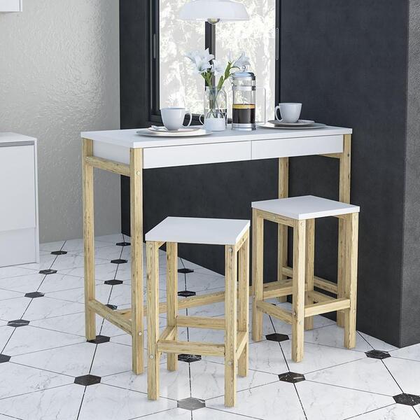 Bancada Bahamas 2 Bancos 2 Gavetas Branco Politorno