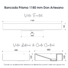 Bancada Banheiro Com Cuba Esculpida Retangular Prisma 120 Cm