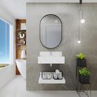 Bancada Banheiro Porcelanato 60 C/ Cuba E Prateleira Branco