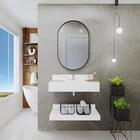 Bancada Banheiro Porcelanato 80 C/ Cuba E Prateleira Branco