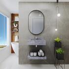 Bancada Banheiro Porcelanato 80 C/ Cuba E Prateleira Cinza