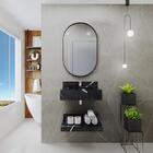 Bancada Banheiro Porcelanato 80 C/ Cuba E Prateleira Preto