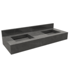 Bancada de Banheiro em Porcelanato com 2 Cubas Esculpidas 15x120x45cm Grande Preta Dark Class Bongut