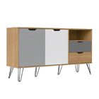 Bancada Buffet Estocolmo Carvalho/grafite/branco/prata 2 Port
