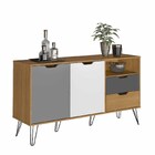 Bancada Buffet Estocolmo Carvalho/grafite/branco/prata 2 Port