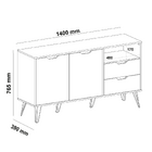 Bancada Buffet Estocolmo Carvalho/grafite/branco/prata 2 Port