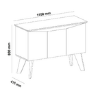 Bancada Buffet Oásis Carvalho Com Grafite 3 Portas Tampo Com