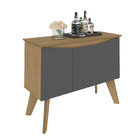 Bancada Buffet Oásis Carvalho Com Grafite 3 Portas Tampo Com