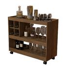 Bancada Com Adega E Rodízios Sunrise Canela Madeirado