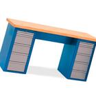 Bancada Com Gaveteiro Duplo E Tampo De Pinus 40mm 220 Cmb