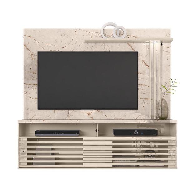 Bancada Com Painel Frizz Para Tv 65 Polegadas Calacata/off Wh